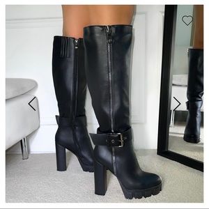 SIMMI Sawyer black knee high platform boots